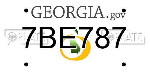 7BE787 Georgia License Plate
