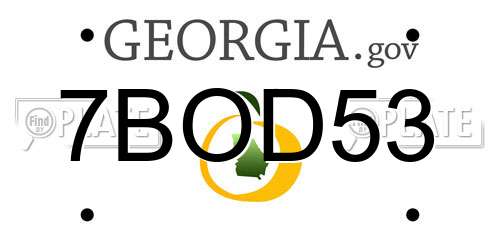 7BOD53 Georgia License Plate