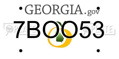 7BOO53 Georgia License Plate