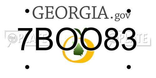 7BOO83 Georgia License Plate