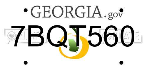 7BQT560 Georgia License Plate