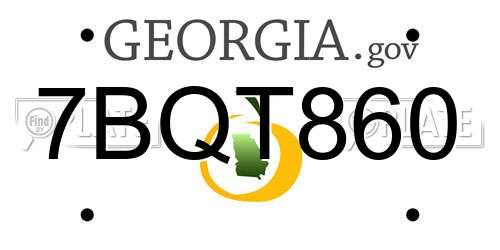 7BQT860 Georgia License Plate