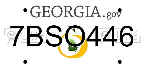 7BSO446 Georgia License Plate