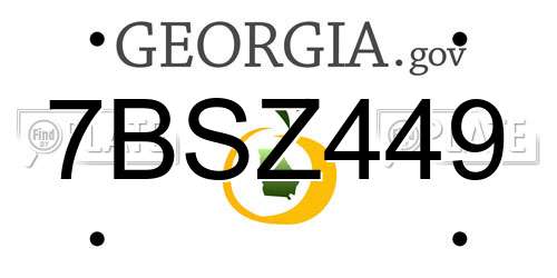 7BSZ449 Georgia License Plate