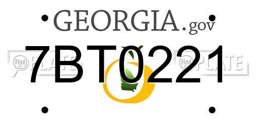 7BT0221 Georgia License Plate