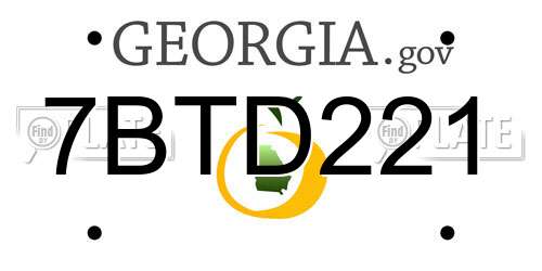 7BTD221 Georgia License Plate