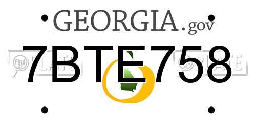 7BTE758 Georgia License Plate