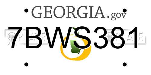 7BWS381 Georgia License Plate