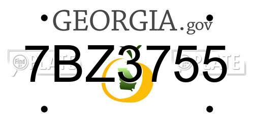7BZ3755 Georgia License Plate