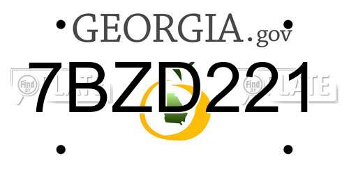 7BZD221 Georgia License Plate