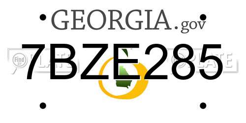 7BZE285 Georgia License Plate