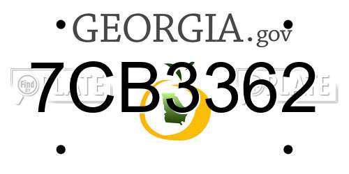 7CB3362 Georgia License Plate