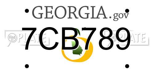 7CB789 Georgia License Plate