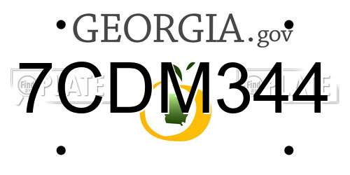 7CDM344 Georgia License Plate