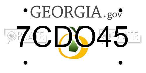 7CDO45 Georgia License Plate