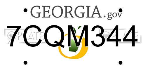 7CQM344 Georgia License Plate