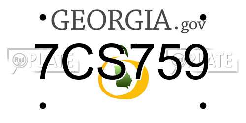 7CS759 Georgia License Plate