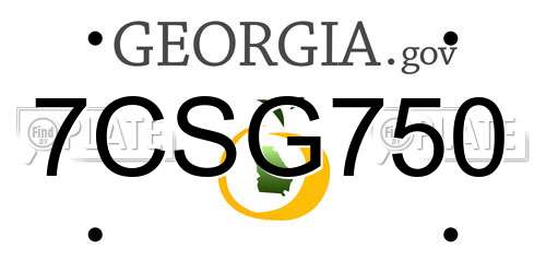 7CSG750 Georgia License Plate