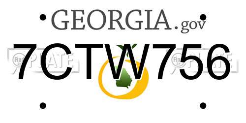 7CTW756 Georgia License Plate