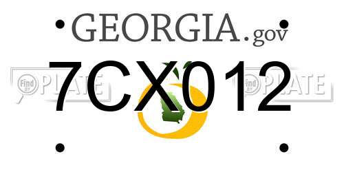7CX012 Georgia License Plate