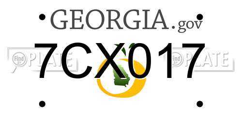 7CX017 Georgia License Plate