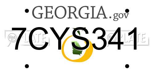 7CYS341 Georgia License Plate