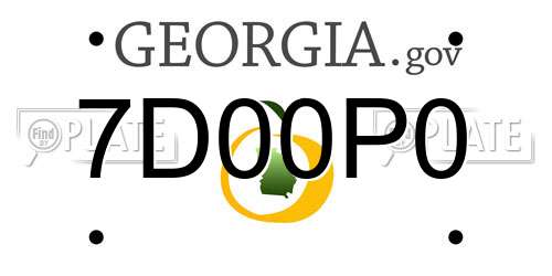 7D00P0 Georgia License Plate