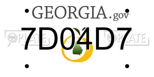 7D04D7 Georgia License Plate