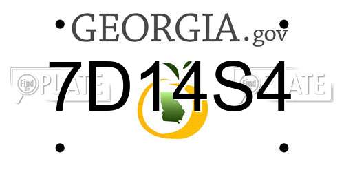 7D14S4 Georgia License Plate