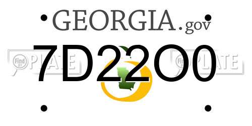 7D22O0 Georgia License Plate