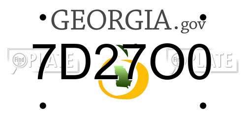 7D27O0 Georgia License Plate