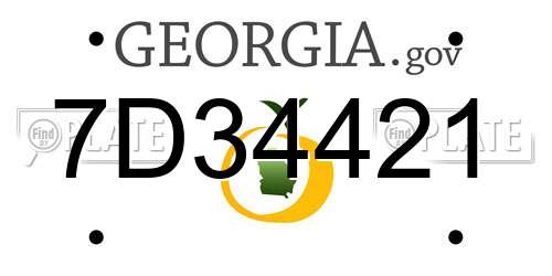 7D34421 Georgia License Plate