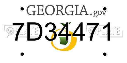 7D34471 Georgia License Plate