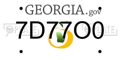 7D77O0 Georgia License Plate