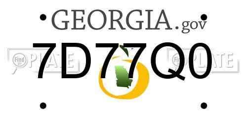 7D77Q0 Georgia License Plate
