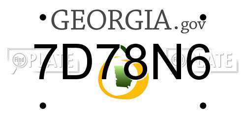 7D78N6 Georgia License Plate