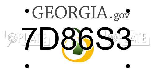 7D86S3 Georgia License Plate