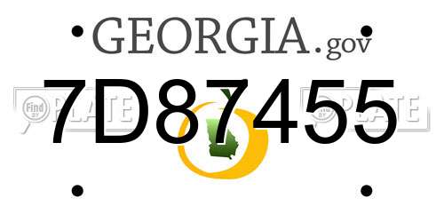 7D87455 Georgia License Plate