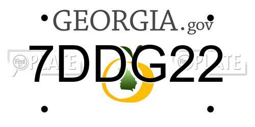 7DDG22 Georgia License Plate