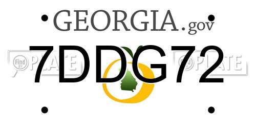7DDG72 Georgia License Plate
