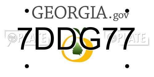 7DDG77 Georgia License Plate