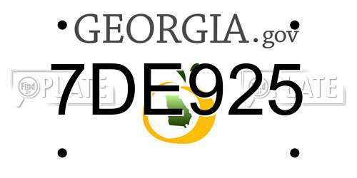 7DE925 Georgia License Plate