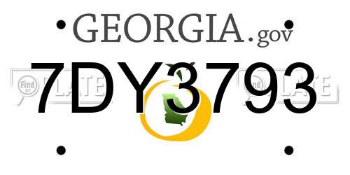 7DY3793 Georgia License Plate