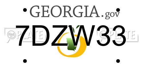 7DZW33 Georgia License Plate