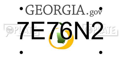 7E76N2 Georgia License Plate