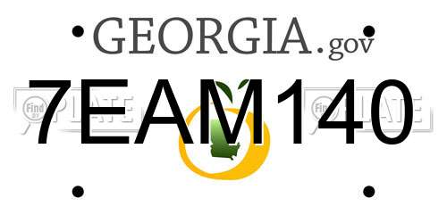 7EAM140 Georgia License Plate