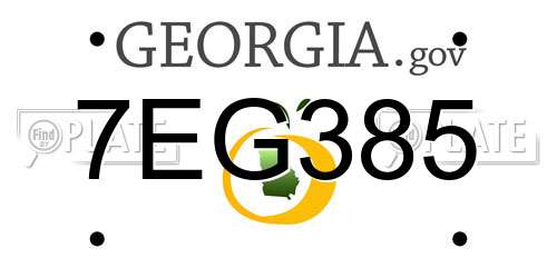 7EG385 Georgia License Plate