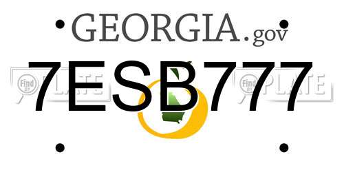 7ESB777 Georgia License Plate