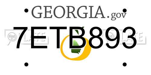 7ETB893 Georgia License Plate