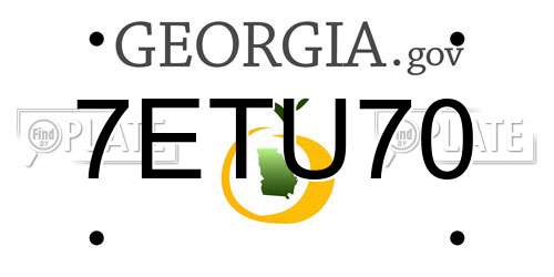 7ETU70 Georgia License Plate